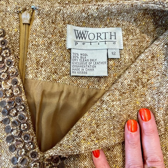 Vintage WORTH New York Wool & Silk Dress -12 - Picture 7 of 15